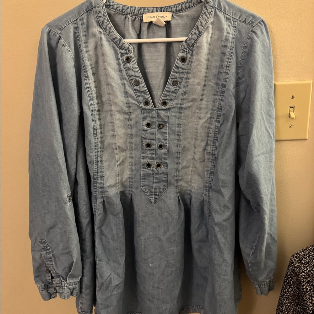 Blue Women's Top Size 1X